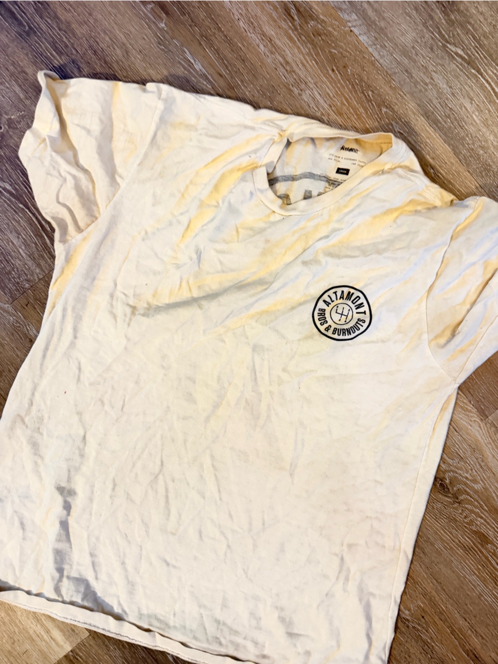 Altamont Cream Short Sleeve Crewneck T-Shirt with Chest Logo